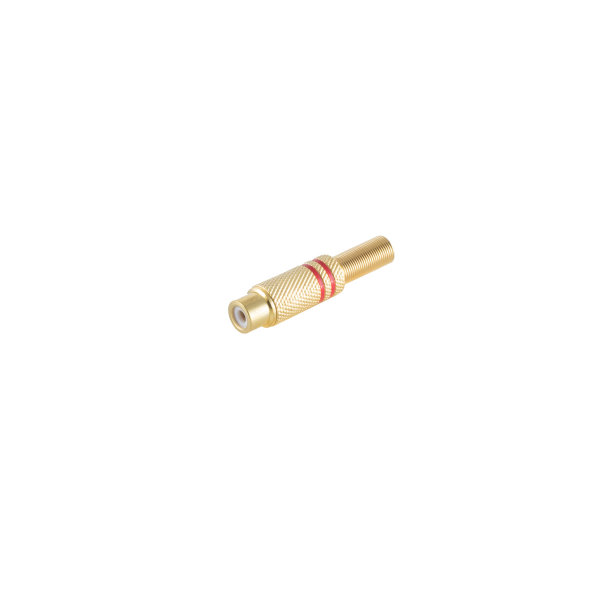 Conector RCA hembra met&aacute;lico chapado en oro 6mm rojo