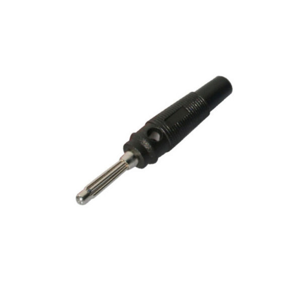 Conector de audio macho con agujero lateral 4 mm negro