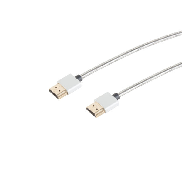 Cable HDMI conector A a A acero inox. plata 0,8m
