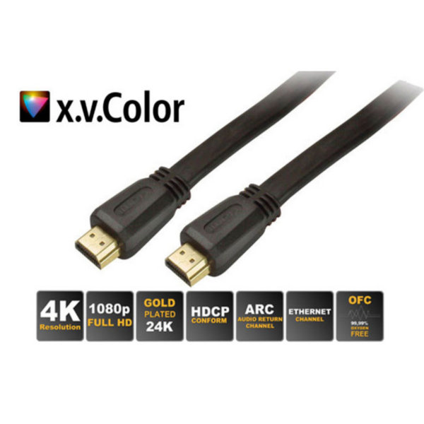Cable HDMI conector A a A chapados en oro cable plano Full HD ULTRA HD 3D HEAC 1m