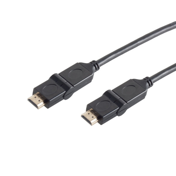 Cable HDMI conector HDMI A rotatorio 360&deg; a conector HDMI A rotatorio 360&deg; chapados en oro Full HD ULTRA HD 3D HEAC 1,5m