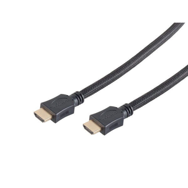 Cable HDMI conector A a A  chapados en oro ULTRA HD 3D HEAC negro con cubierta negra de nylon de baja densidad  1,5m