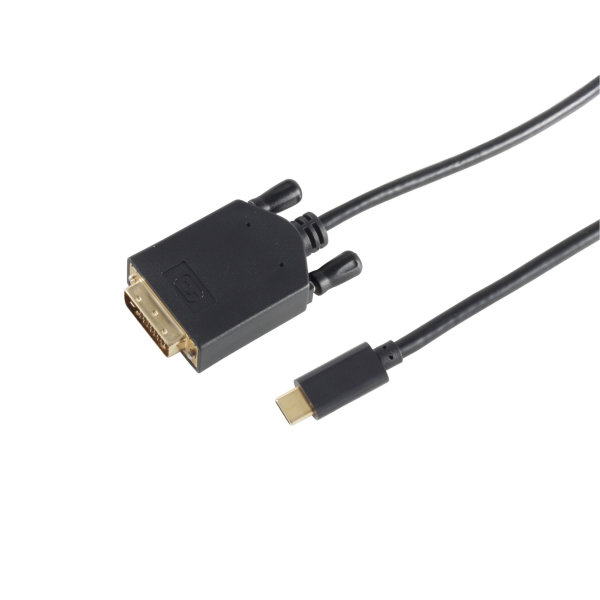 Cable DVI/USB - Conector DVI-D  24+1 a USB tipo C  - contactos chapados en oro - 1m