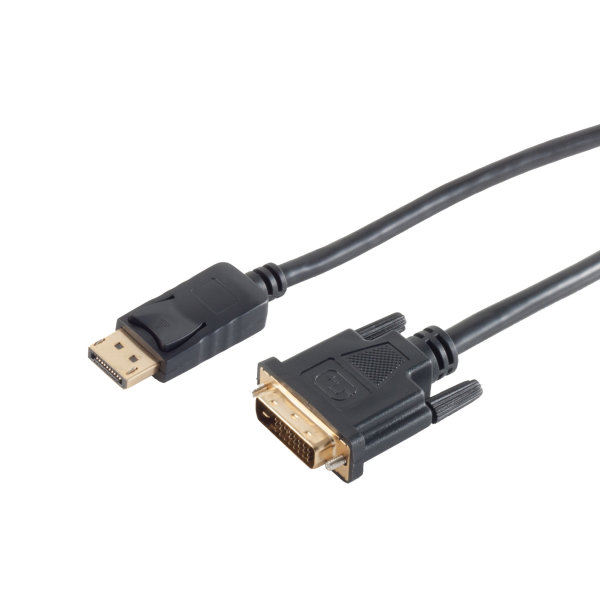 Cable Displayport - Conector Displayport 20p macho a DVI 24+1 macho  - contactos chapados en oro - 1m