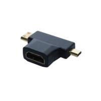 Adaptador HDMI - Conector HDMI-A hembra a HDMI-D + HDMI-C...
