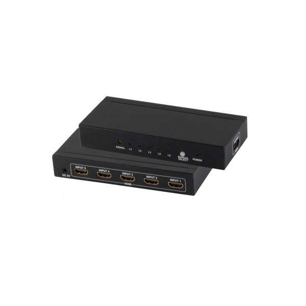 Switch Conmutador HDMI - 5x IN 1x OUT, 4K2K, 3D, carcasa met&aacute;lica, VER1.4