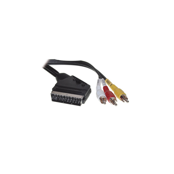 Cable Scart/RCA - Conector Scart con interruptor a 3 RCA macho (Camcorder)  est&eacute;reo (R / A / B)  2m