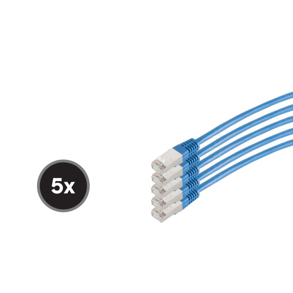 Cable de red RJ45 CAT 6  S/FTP  PIMF  libre de hal&oacute;genos (5 Unidades)  azul  0,25m