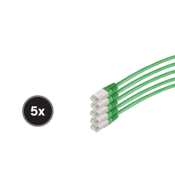 Cable de red RJ45 CAT 6  S/FTP  PIMF  libre de hal&oacute;genos (5 Unidades)  verde  0,25m
