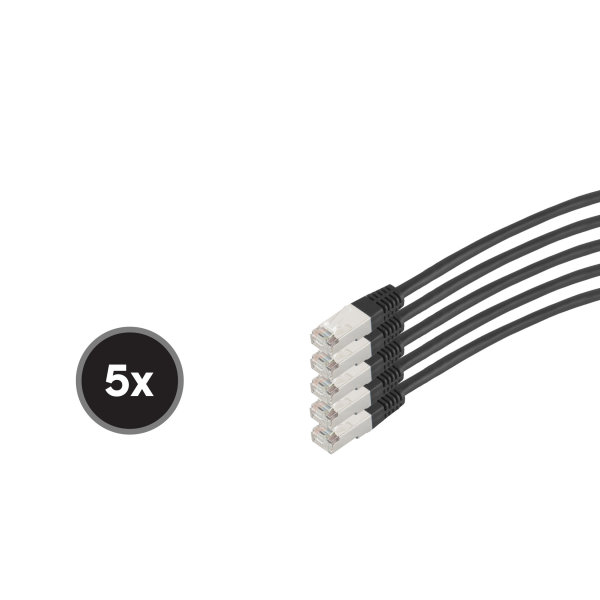 Cable de red RJ45 CAT 6  S/FTP  PIMF  libre de hal&oacute;genos (5 Unidades)  negro  0,25m