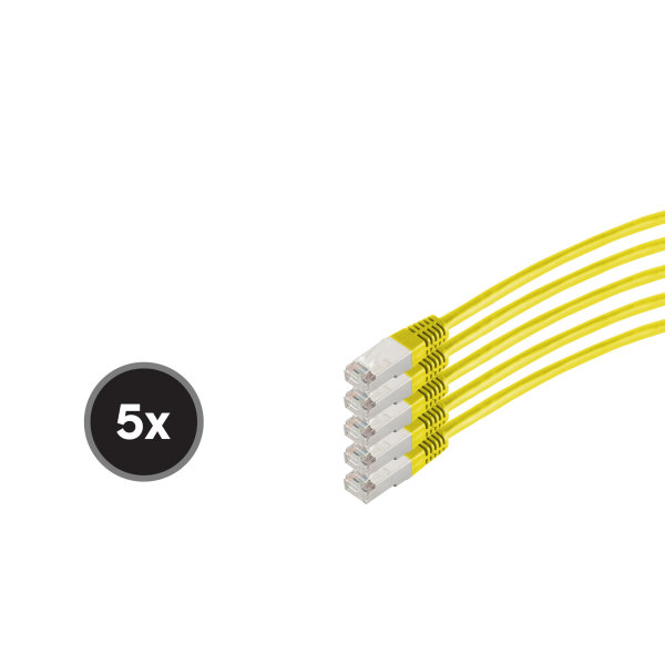 Cable de red RJ45 CAT 6  S/FTP  PIMF  libre de hal&oacute;genos (5 Unidades)  amarillo  0,25m