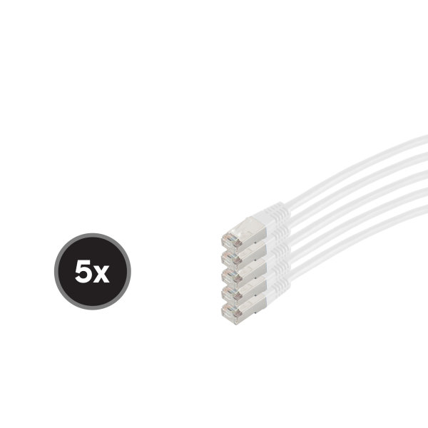 Cable de red RJ45 CAT 6  S/FTP  PIMF  libre de hal&oacute;genos (5 Unidades) blanco  0,5m