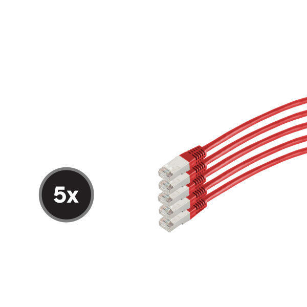 Cable de red RJ45 CAT 6  S/FTP  PIMF  libre de hal&oacute;genos (5 Unidades)  rojo  1m
