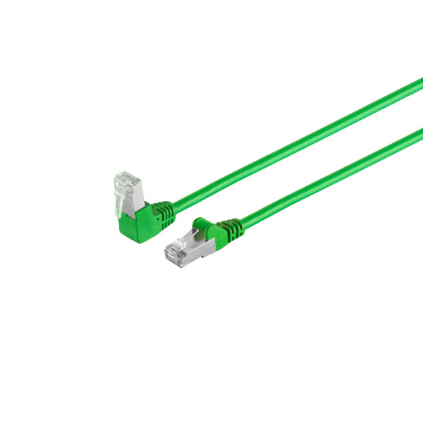 Cable de red RJ45 CAT 6 S/FTP PIMF angulado-recto verde 0,5m