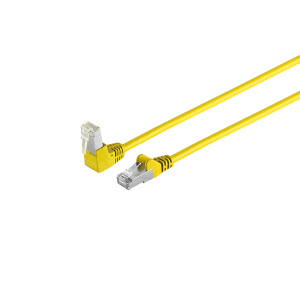 Cable de red RJ45 CAT 6 S/FTP PIMF angulado-recto amarillo 7,5m