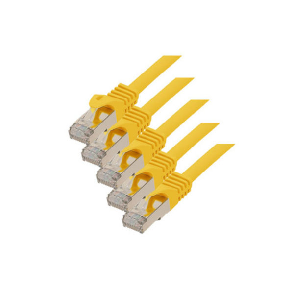 Cable de red RJ45 CAT 7 S/FTP PIMF libre de hal&oacute;genos (5 unidades) amarillo 0,5m