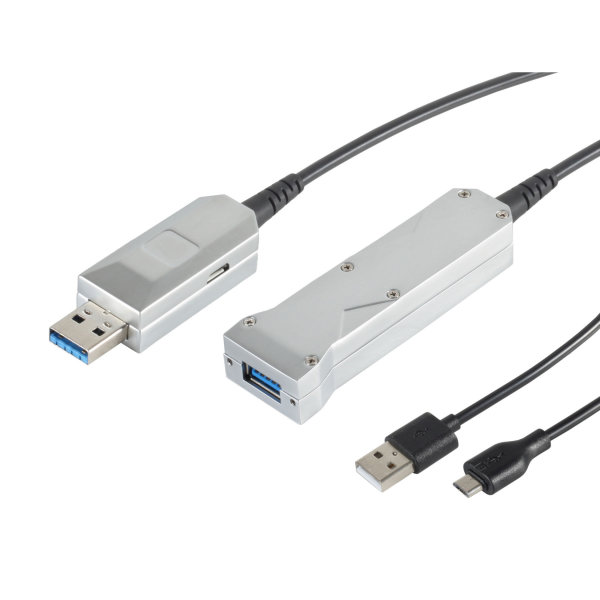 Alargador USB &oacute;ptico conector USB 3.0 A macho a USB 3.0 A + USB micro B hembra 10m