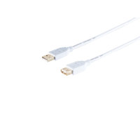 Cable USB conector macho a hembra HIGH SPEED contactos chapados en oro USB 2.0 blanco 1m
