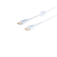 Cable USB conector macho a hembra HIGH SPEED FERRIT contactos chapados en oro USB 2.0 blanco 1m