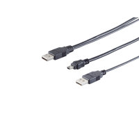 Cable USB Y 2xconectores USB tipo A a USB B mini 5 pin 2.0 0,6m