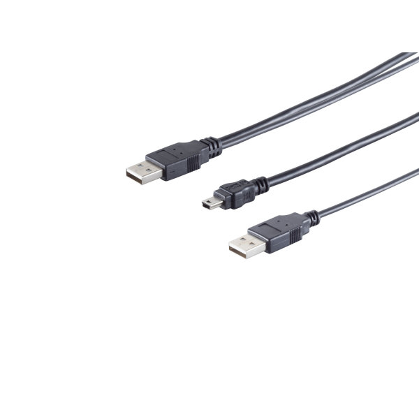 Cable USB Y 2xconectores USB tipo A a USB B mini 5 pin 2.0 1m