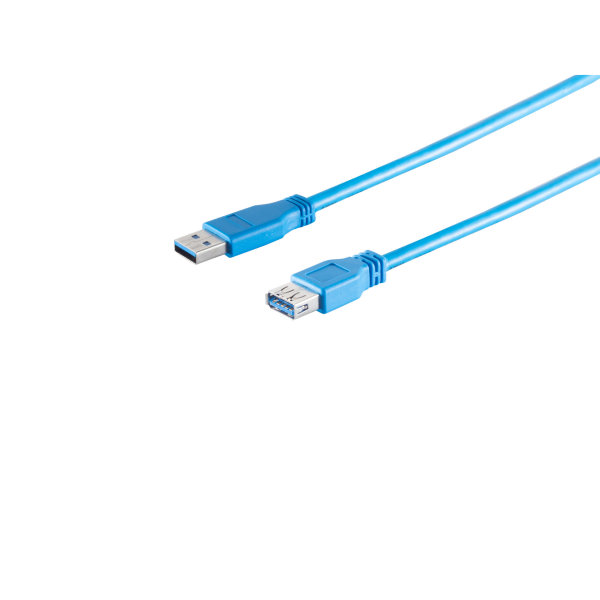 Cable alargador USB conector tipo A macho a tipo A hembra USB 3.0 azul 1,8m