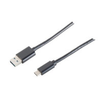 Conector USB 2.0 A a USB 3.1 C flexible delgado negro 1m