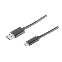 Conector USB 3.0 A a USB 3.1 C flexible delgado negro 1m