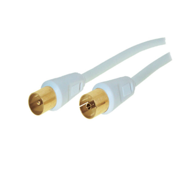 Cable de antena 100% blindado contactos chapados en oro &gt; 100 dB blanco 1,5m