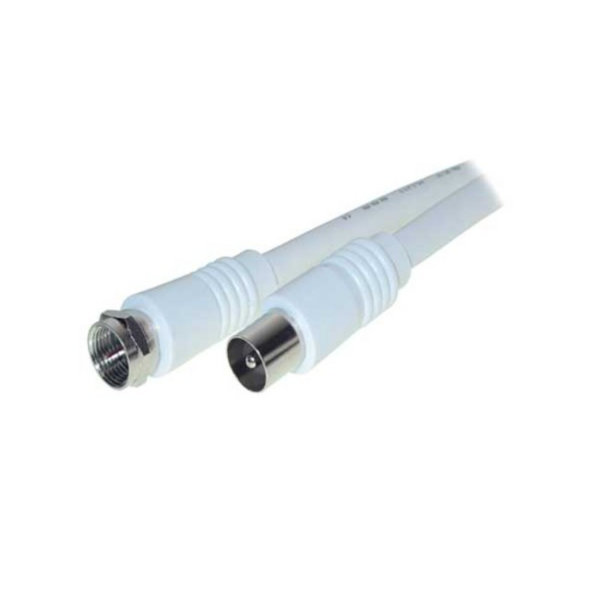 Cable de antena 100% blindado conector F a coaxial RG 59 &gt; 80 dB blanco 1,5m