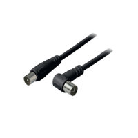 Cable de antena 100% blindado conector coaxial en &aacute;ngulo macho a coaxial en &aacute;ngulo hembra banda ancha  CE &gt; 80 dB negro 5m