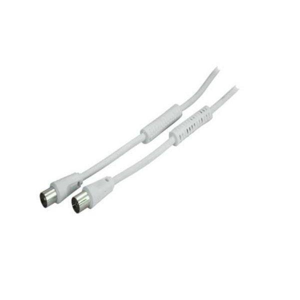Cable de antena con filtro de corriente (Ferrita) &gt; 100 dB blanco 1m
