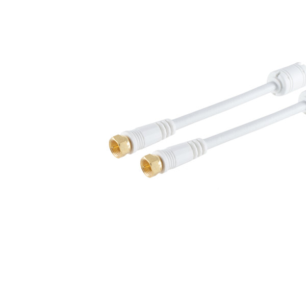 Cable de conexi&oacute;n SAT conector F macho a F macho pin central filtro de corriente (Ferrita) contactos chapados en oro blindaje quadruple CE &gt; 110 dB 1,5m