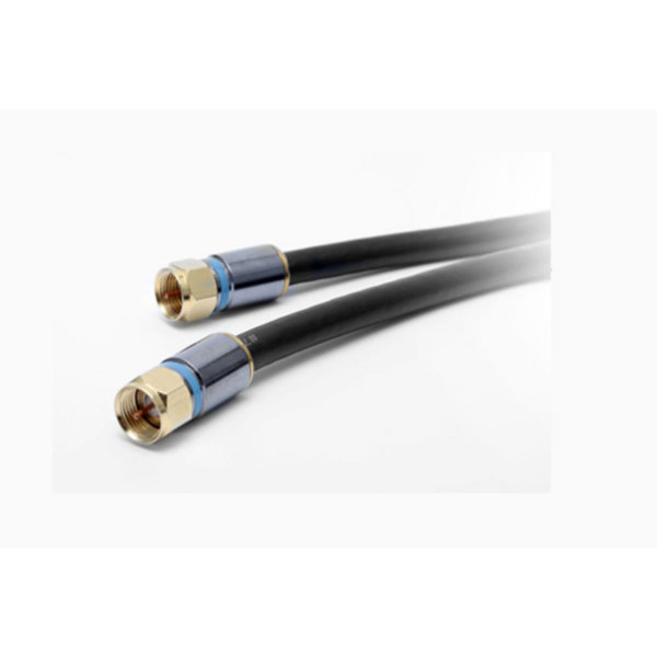 Cable coaxial SAT RG6 blindaje quadruple conector F macho a F macho conector de compresi&oacute;n contactos chapados en oro con Ferrit &gt; 110dB negro clase A++ 5m