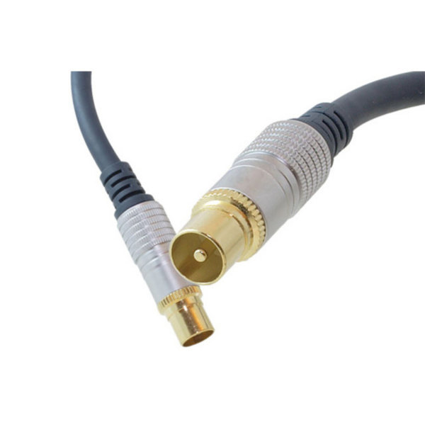 Cable de conexi&oacute;n Home-Cinema conector coaxial cromado macho a hembra chapados en oro 1m