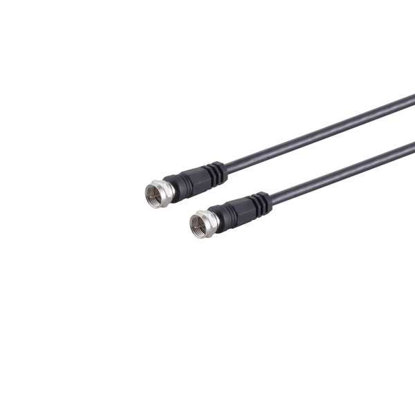 Cable de conexi&oacute;n SAT conector F macho a F macho 100% blindado pin central &gt; 100 dB negro 1,5m
