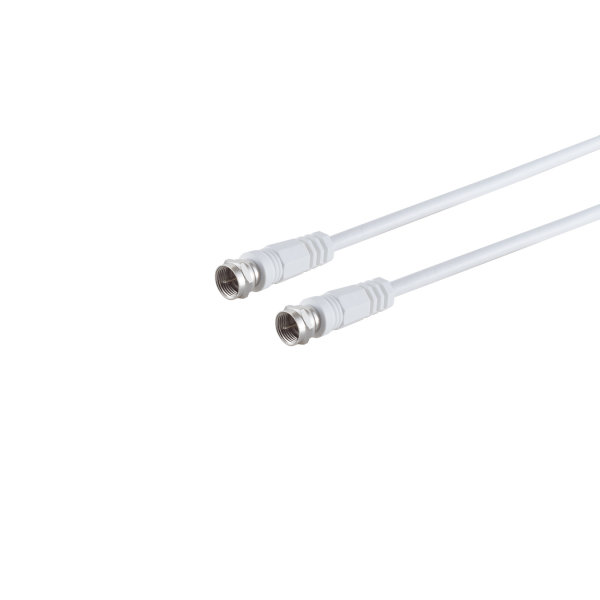 Cable de conexi&oacute;n SAT conector F macho a F macho 100% blindado 3c2c con pin central &gt; 80 dB blanco 1,5m