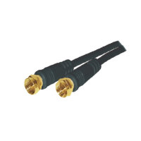 Cable de conexi&oacute;n SAT conector F macho a F macho 100% blindado contactos chapados en oro &gt; 100 dB filtro de corriente (Ferrita) negro 1,5m
