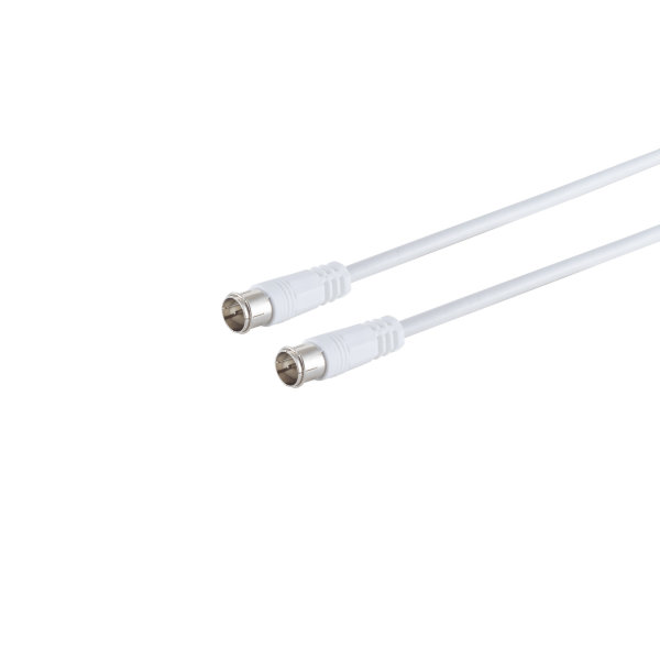 Cable de conexi&oacute;n SAT conector F r&aacute;pido macho a macho 100% blindado pin central &gt; 100 dB blanco 1,5m