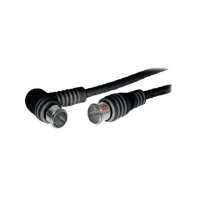 Cable de conexi&oacute;n SAT conector F r&aacute;pido macho recto a macho angulado pin central 100% blindado CE &gt; 100 dB negro 2,5m