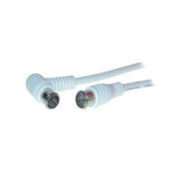 Cable de conexi&oacute;n SAT conector F r&aacute;pido macho recto a macho angulado pin central 100% blindado CE &gt; 100 dB blanco 3,75m