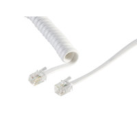 Cable en espiral para auricular 2x 4P4C blanco 2m
