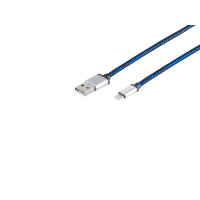 Cable cargador USB A a 8 Pin nylon azul 0,3m