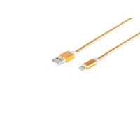 Cable cargador USB A a USB C aluminio plano oro 0,9m
