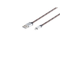 Cable cargador USB A a 8 Pin nylon marr&oacute;n 0,9m