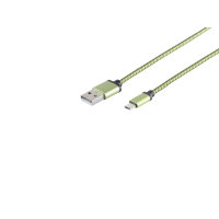 Cable cargador USB A a USB micro B nylon verde 0,9m