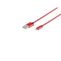 Cable cargador USB A a 8 Pin nylon rojo 2m