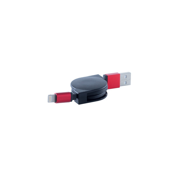 Cable cargador USB A a 8 Pin extensible rojo 0,8m