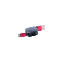 Cable cargador USB A a USB micro B extensible rojo 0,8m