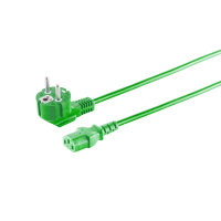 Cable de alimentaci&oacute;n enchufe de seguridad 90&deg; a C13 hembra VDE verde 5m